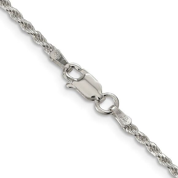 1.75mm Sterling Silver, Diamond Cut Rope Chain Necklace, 20 Inch - Picture 3 of 8